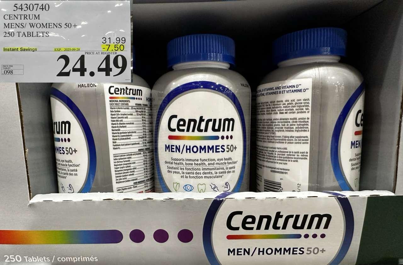 CENTRUM MENS 50+  250 TABLETS - Costco Canada deal - Save $7.50 - Health and Beauty