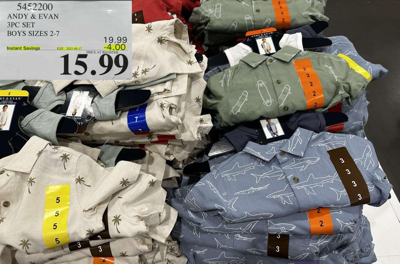 ANDY & EVAN 3PC SET BOYS SIZES 2-7 at Costco