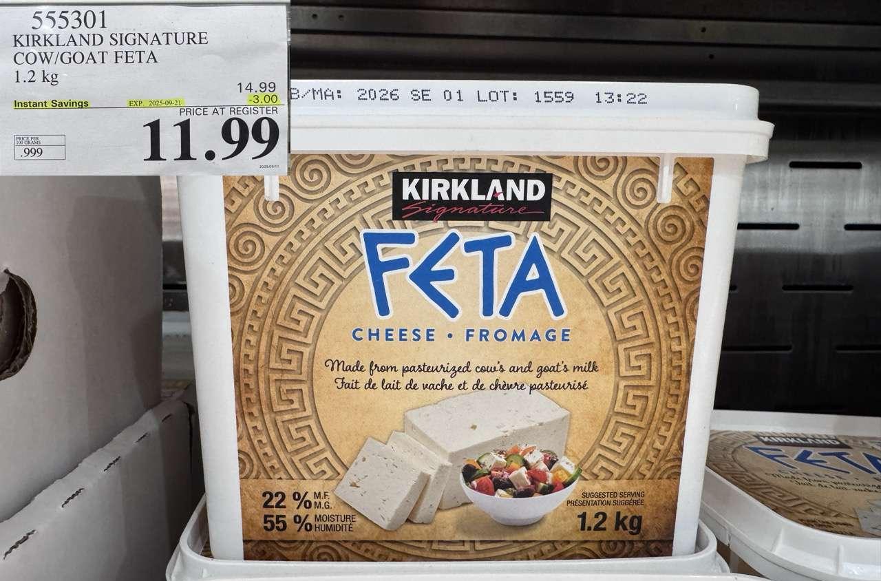 KIRKLAND SIGNATURE COW/GOAT FETA 1.2 kg at Costco