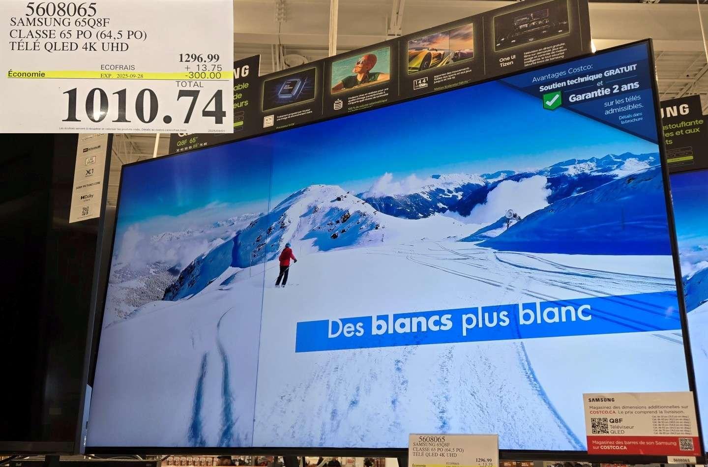 SAMSUNG 65Q8F CLASSE 65 PO (64,5 PO) TELE QLED 4K UHD on sale at Costco