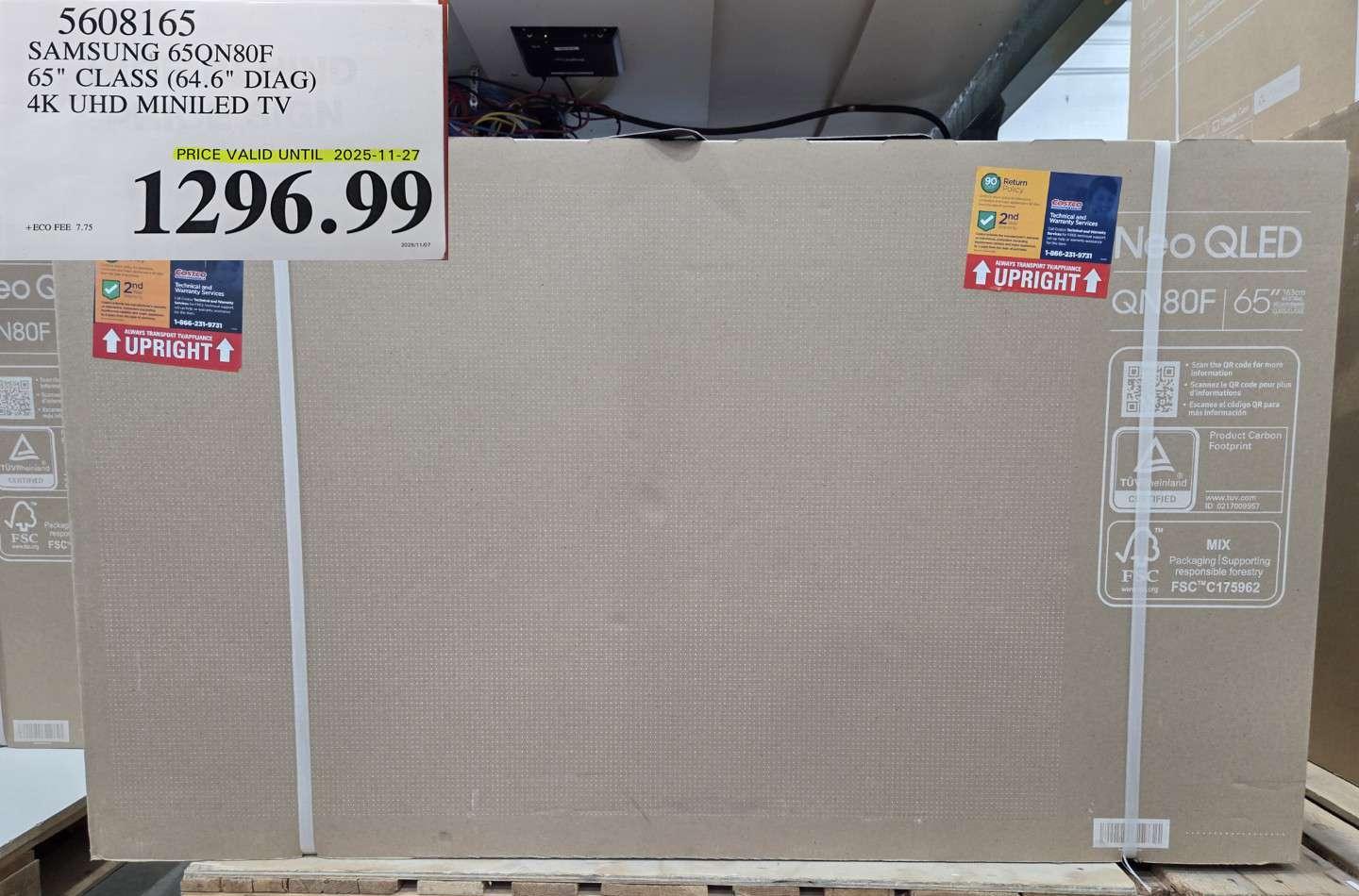 SAMSUNG 65QN80F 65" CLASS (64.6" DIAG) 4K UHD MINILED TV - Costco Canada deal - Save $300.00 - Electronics