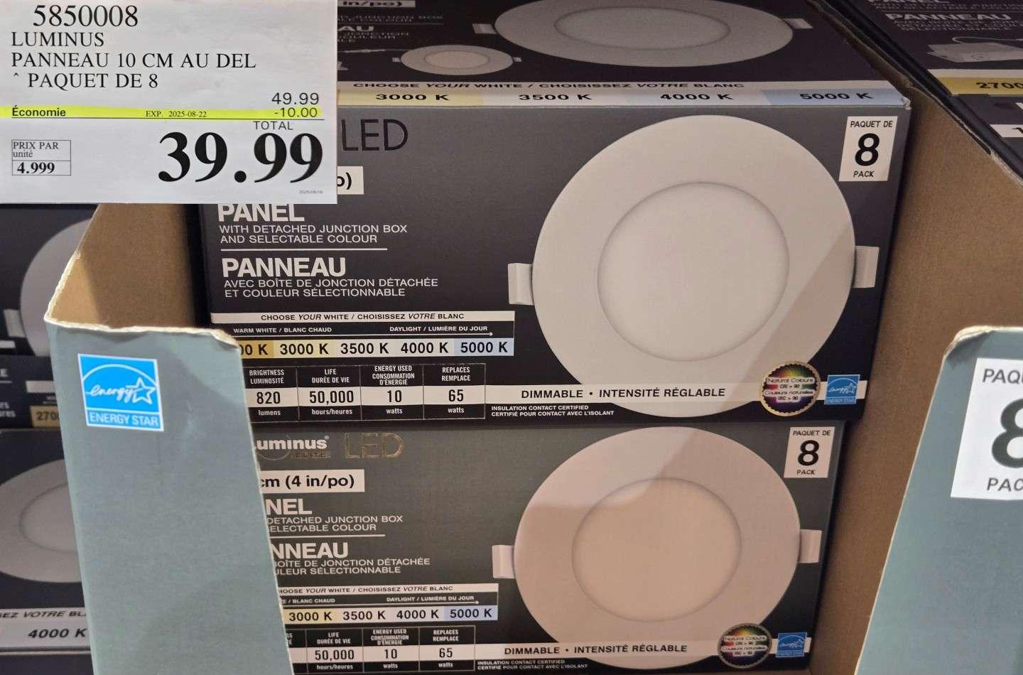 LUMINUS PANNEAU 10 CM AU DEL * PAQUET DE 8 at Costco