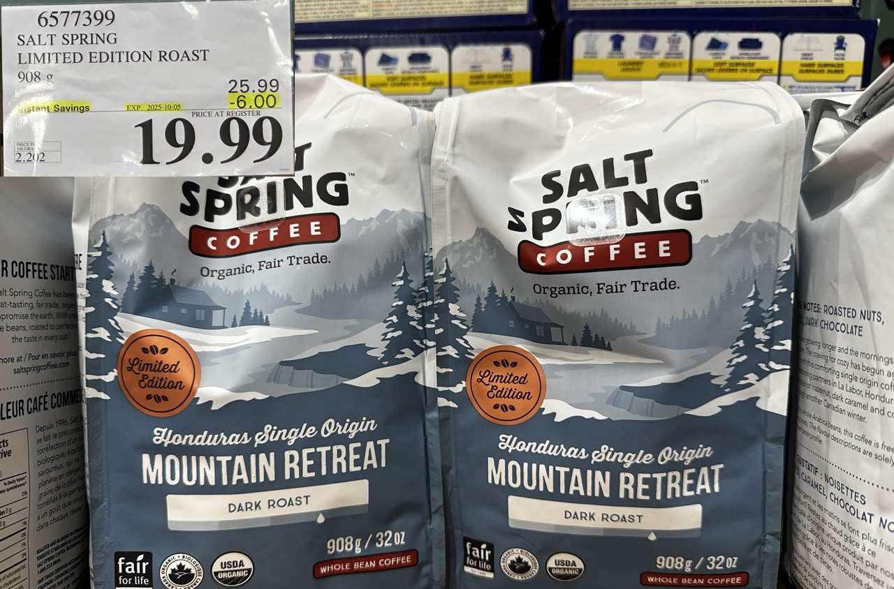 SALT SPRING ORGANIC LIMITED EDITION ROAST 908G at Costco