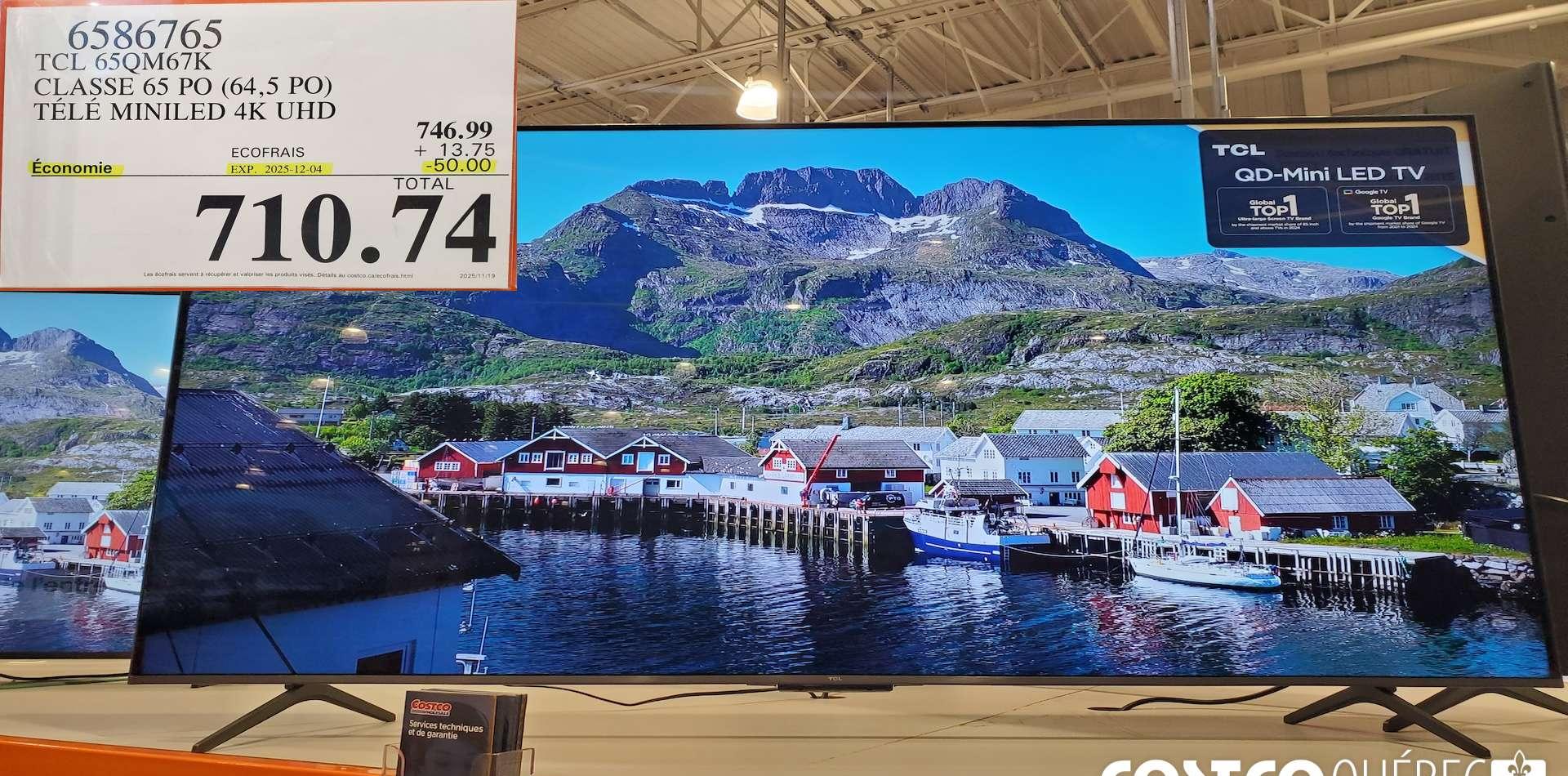 TCL 65QM67K CLASSE 65 PO (64,5 PO) TELE MINILED 4K UHD at Costco