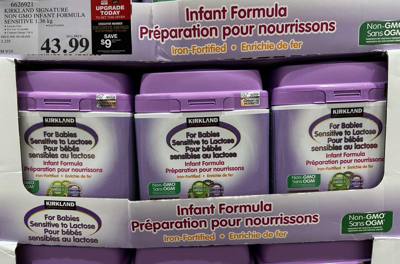 KIRKLAND SIGNATURE NON GMO INFANT FORMULA SENSITIVE 1.36 kg at Costco