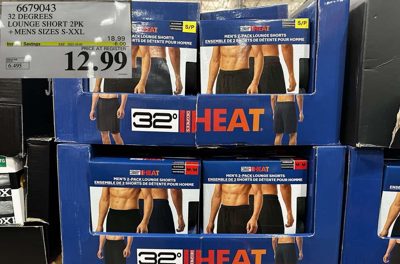 32 DEGREES LOUNGE SHORT 2PK MENS SIZES S-XXL at Costco