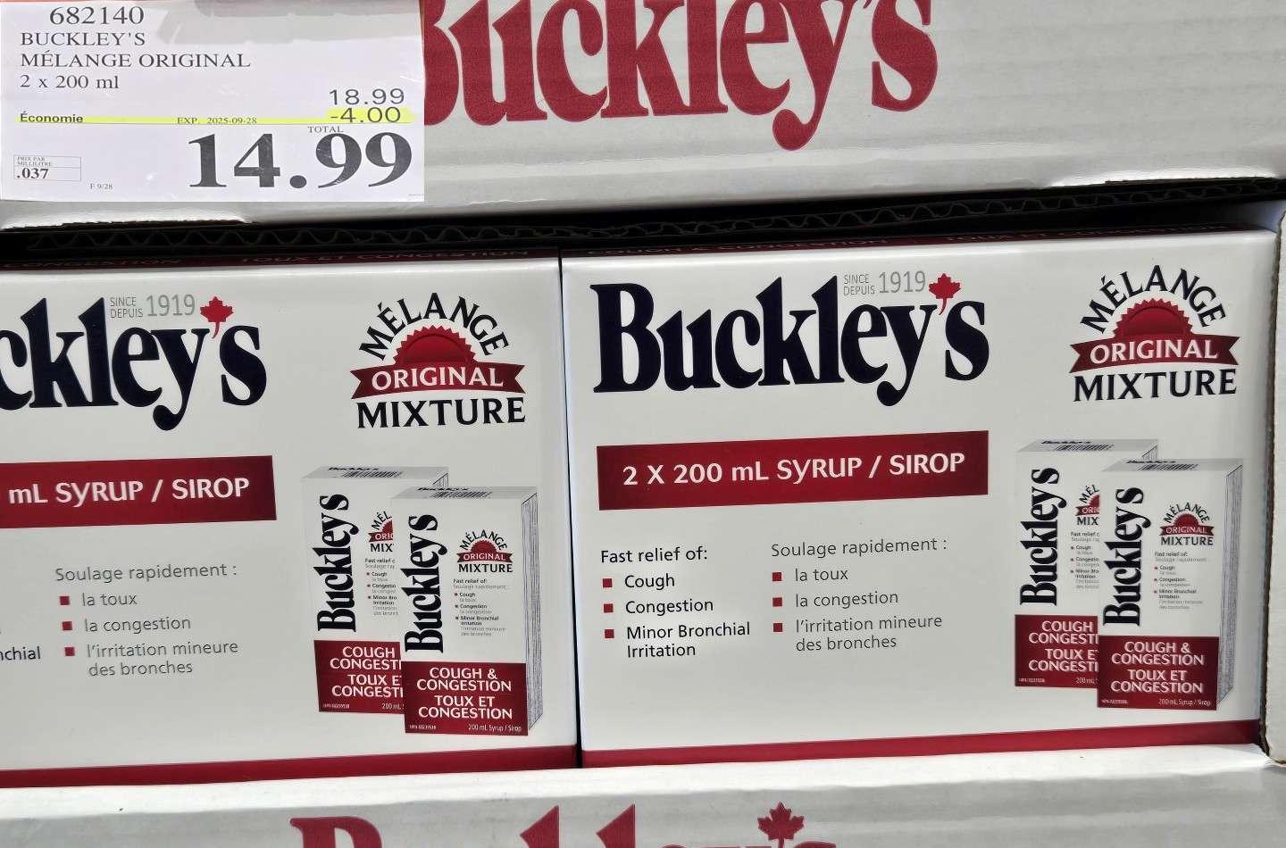 BUCKLEY'S MELANGE ORIGINAL  2 X 200 ML. at Costco