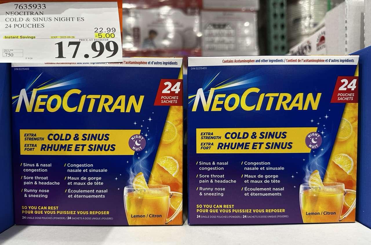 NEOCITRAN COLD & SINUS NIGHT ES 24 POUCHES at Costco