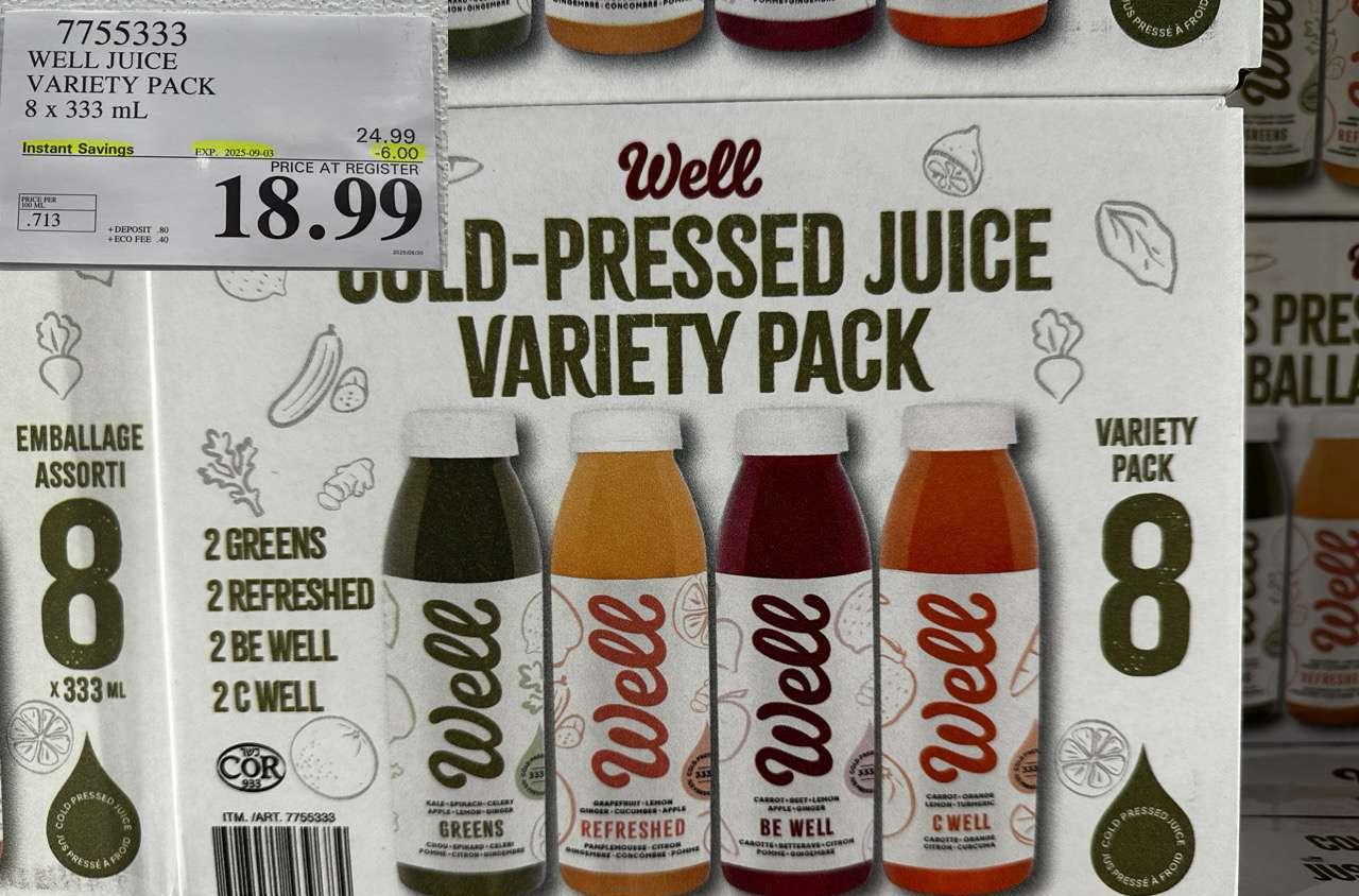 WELL JUICE VARIETY PACK 8 X 333ML at Costco