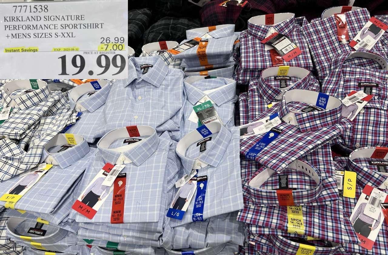 KIRKLAND SIGNATURE PERFORMANCE SPORTSHIRT MENS SIZES S-XXL at Costco