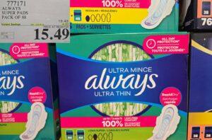ALWAYS ULTRA THIN PADS SUPER 88CT at Costco