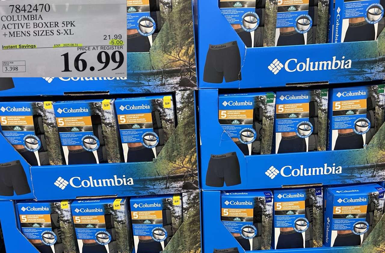 COLUMBIA ACTIVE BOXERS 5PK MENS SIZES S-XL at Costco