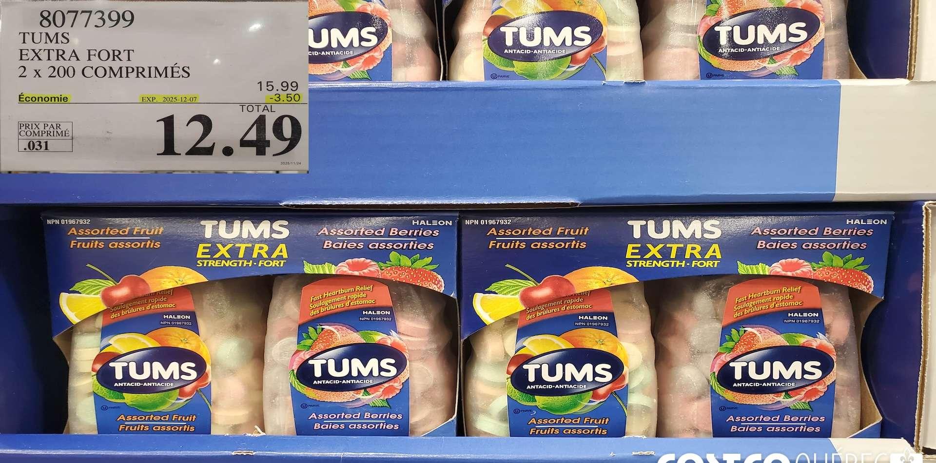 TUMS EXTRA FORT 2 x 200 COMPRIMES at Costco