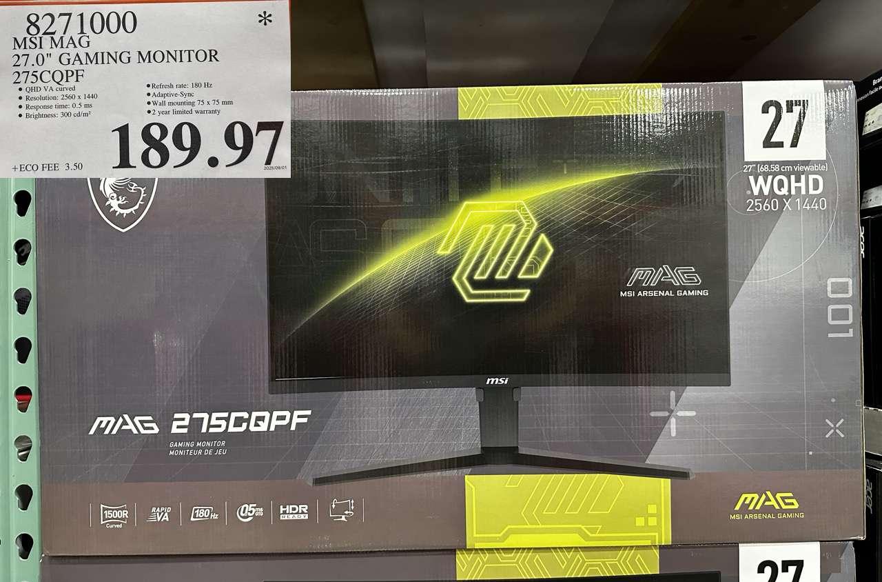 MSI MAG 27" QHD GAMING MONITOR 275CQPF at Costco