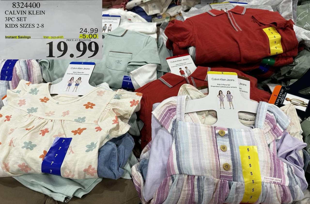 CALVIN KLEIN 3PC SET KIDS SIZES 2-8 at Costco