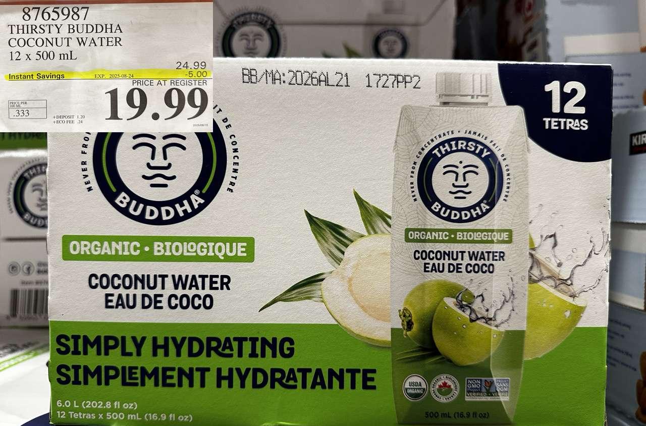 THIRSTY BUDDHA COCONUT WATER 12 X 500ML at Costco