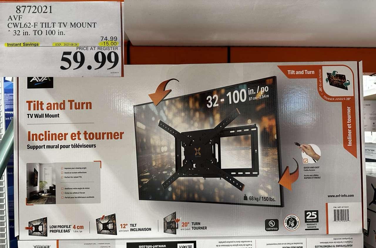 AVF CWL62-F TILT TV MOUNT 32 IN. TO 100IN at Costco