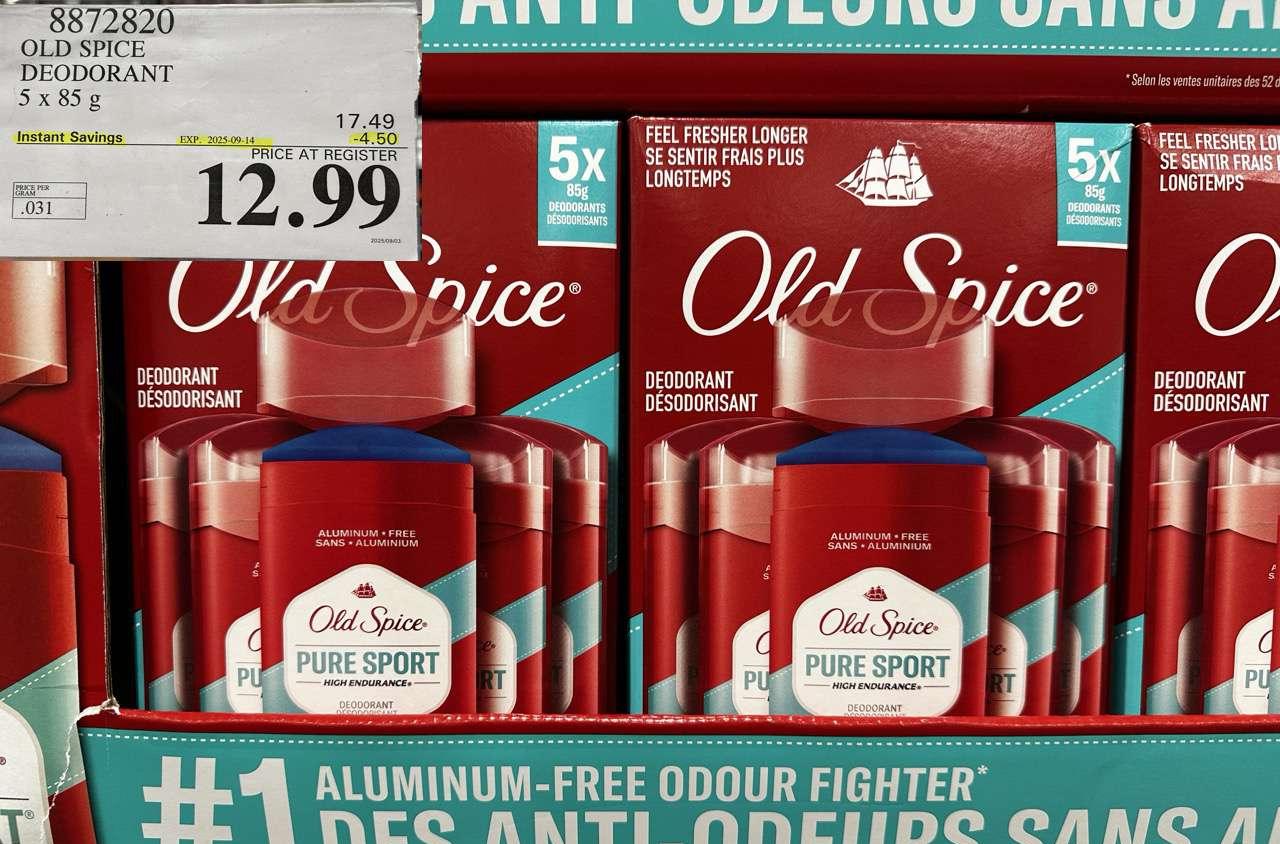 OLD SPICE DEODORANT 5 x 85 g - Costco Canada deal - Save $4.50 - Health and Beauty
