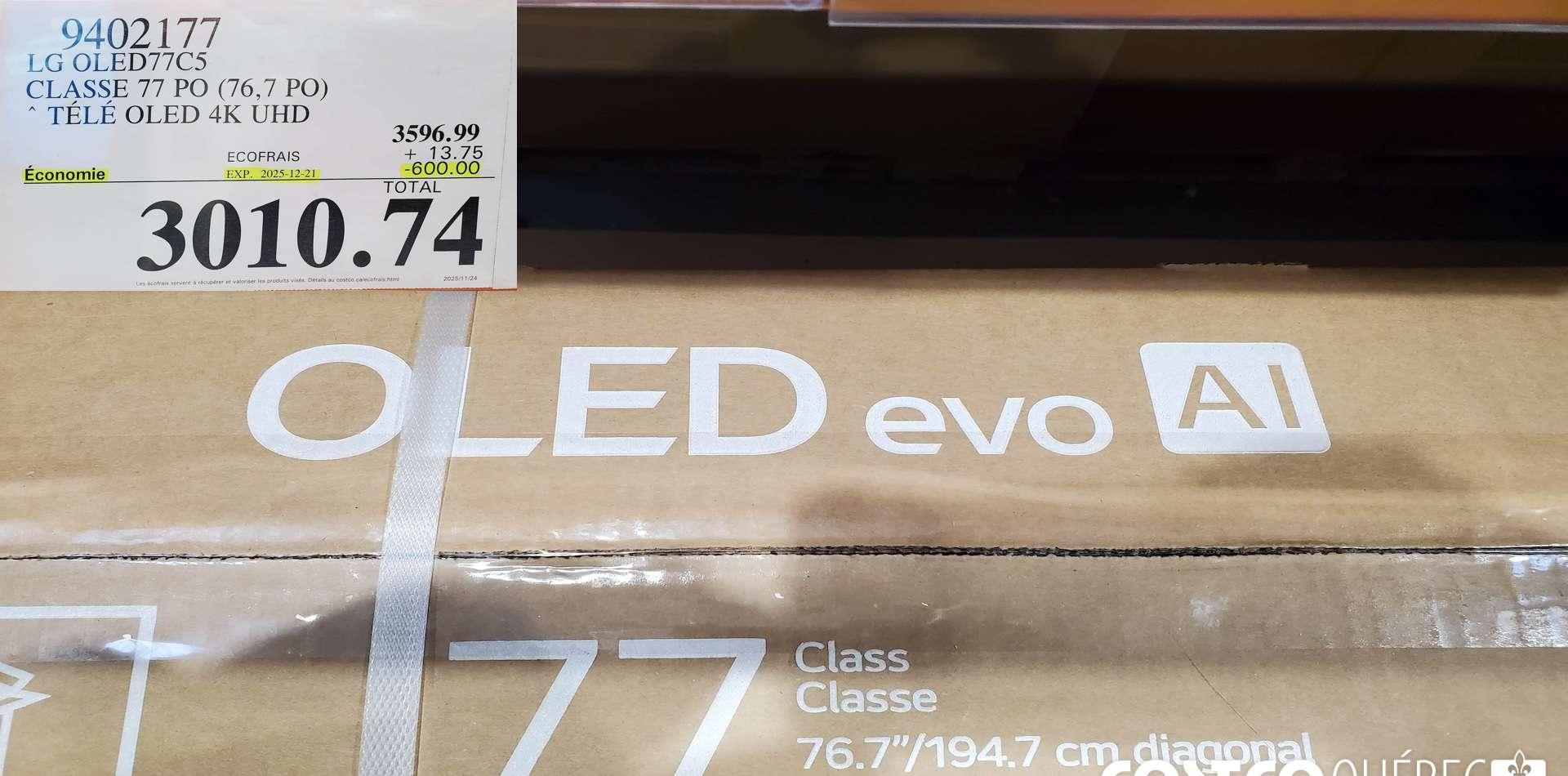 LG OLED77C5 CLASSE 77 PO (76,7 PO) TELE OLED 4K UHD on sale at Costco