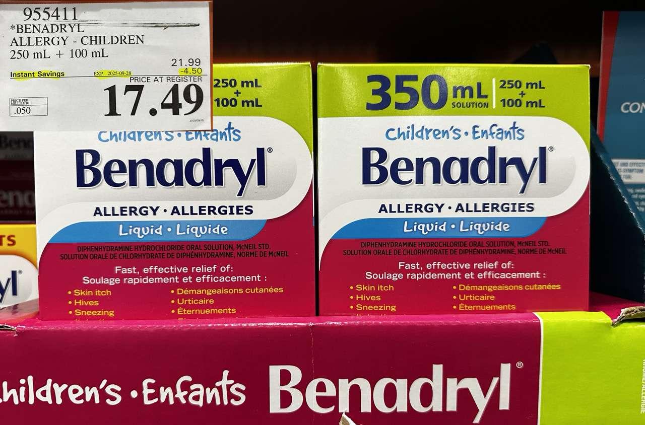 BENADRYL ALLERGY FOR CHILDREN 250 ml+ 100 ml at Costco