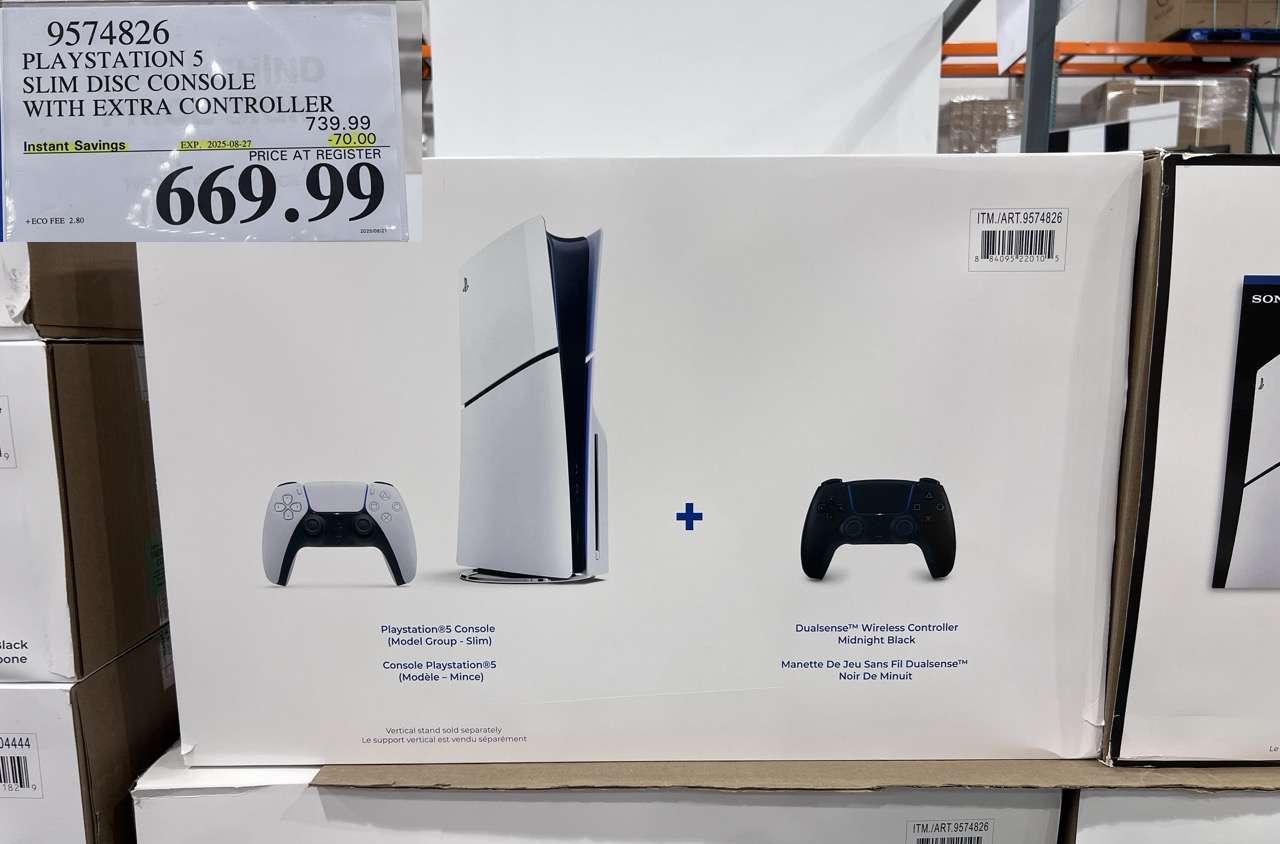 PS5 SLIM DISC CONSOLE WITH EXTRA CONTROLLER at Costco