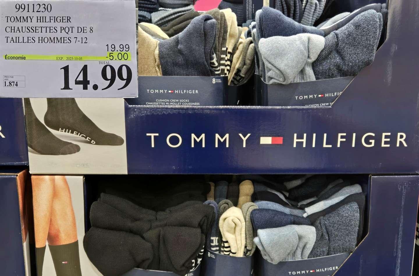 TOMMY HiLFIGER  CHAUSSETTES PQT DE 8  TAILLES HOMMES 7-12 at Costco