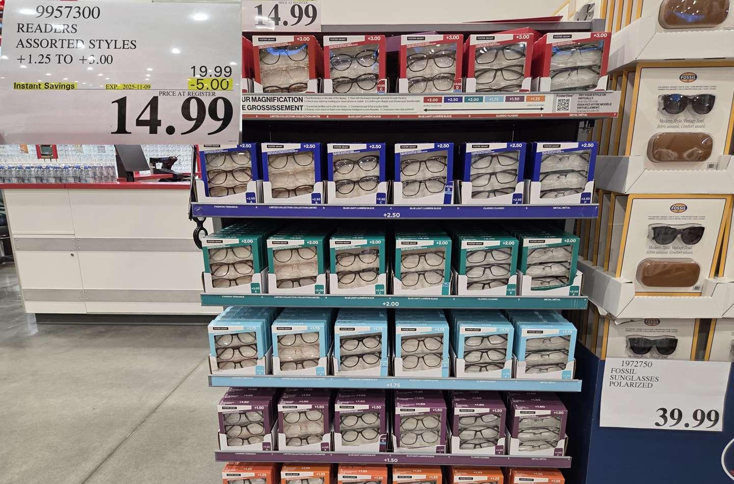 READERS ASSORTED STYLES +1.25 TO +3.00 at Costco