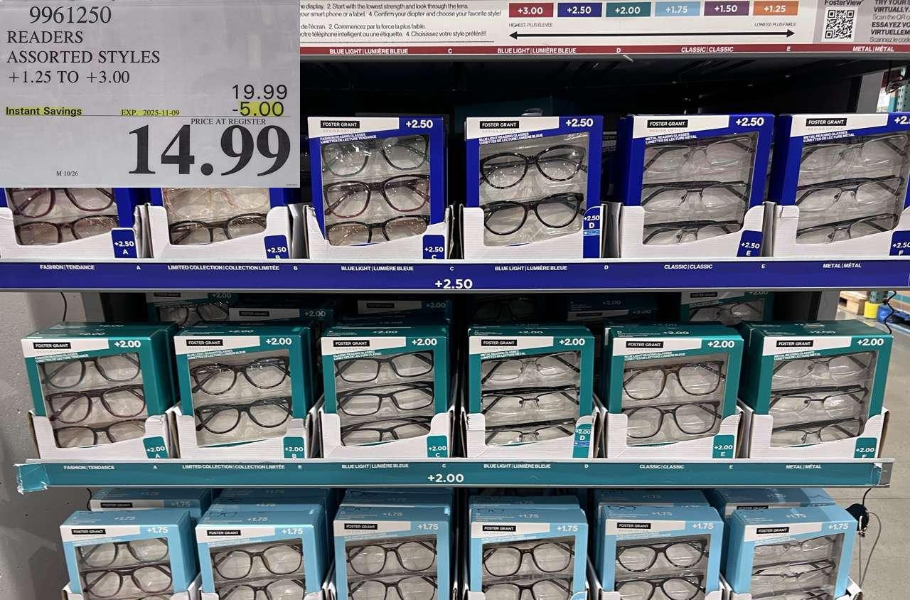 READERS ASSORTED STYLES +1.25 TO +3.00 - Costco Canada deal - Save $5.00 - Health and Beauty